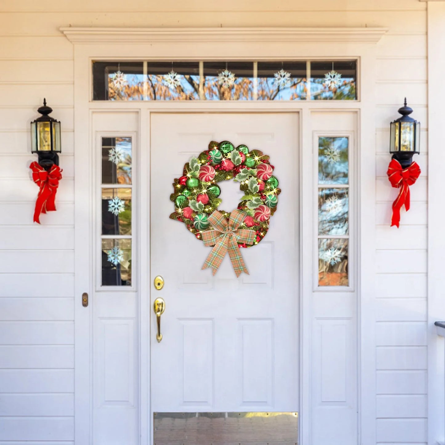Christmas Vine Wreath with Red Bowknot and Bells