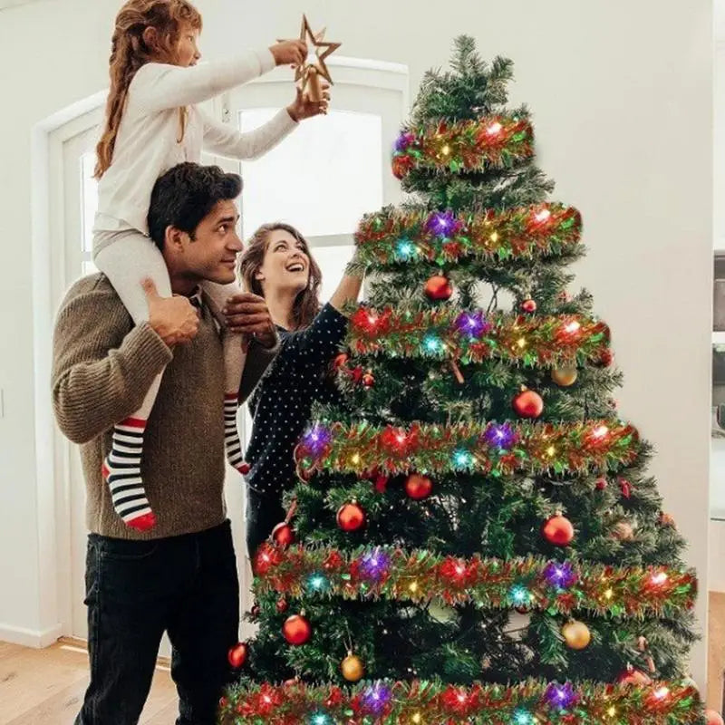 Christmas LED Tinsel Garland with Lights