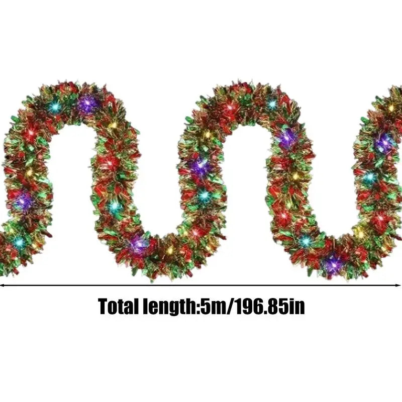 Christmas LED Tinsel Garland with Lights
