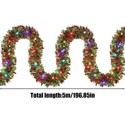 Christmas LED Tinsel Garland with Lights