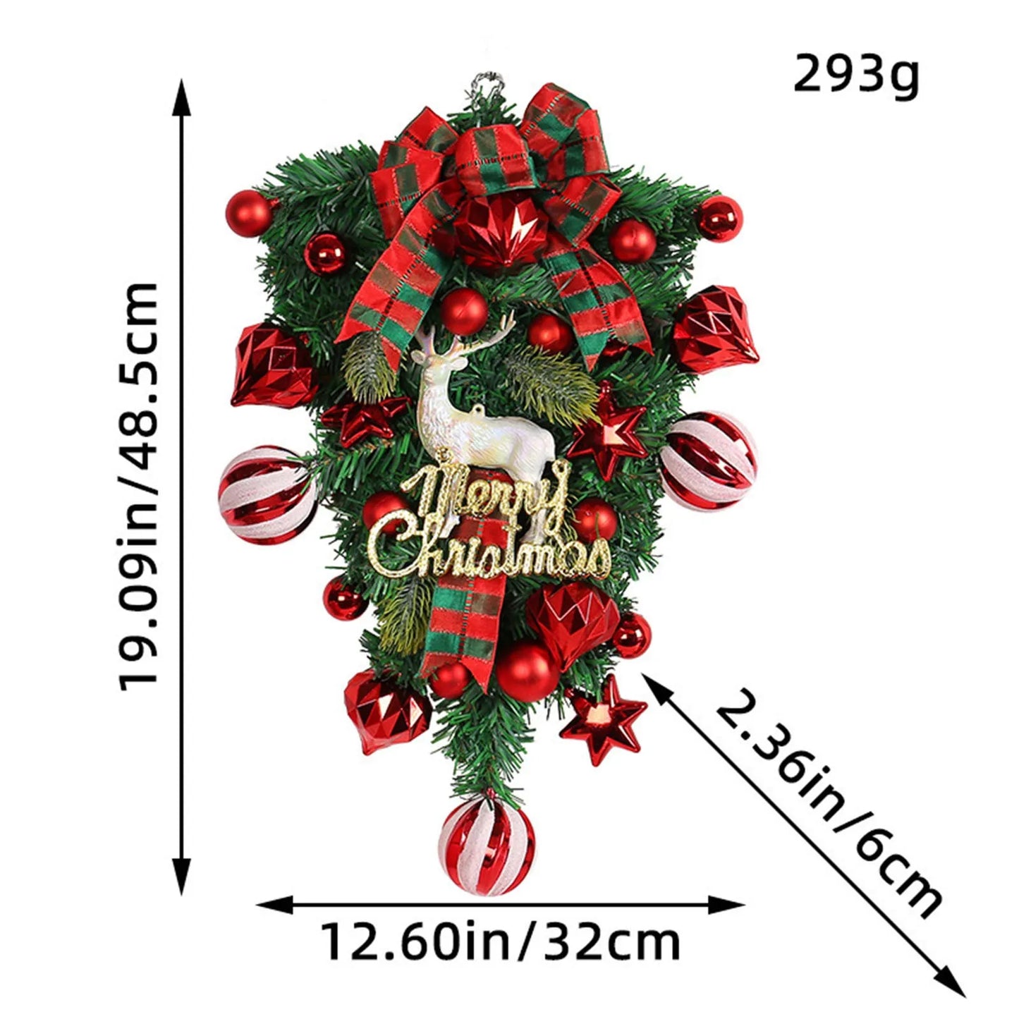 Christmas Red Fruit Elk Wreath Outdoor Hanging Decor