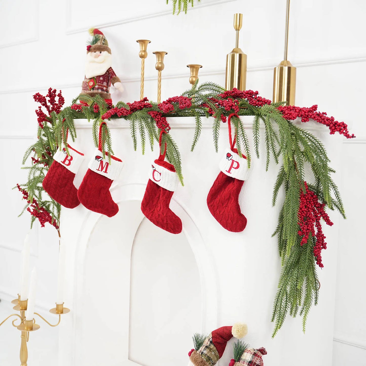 Christmas Garland with Pinecones & Red Berries Wreath