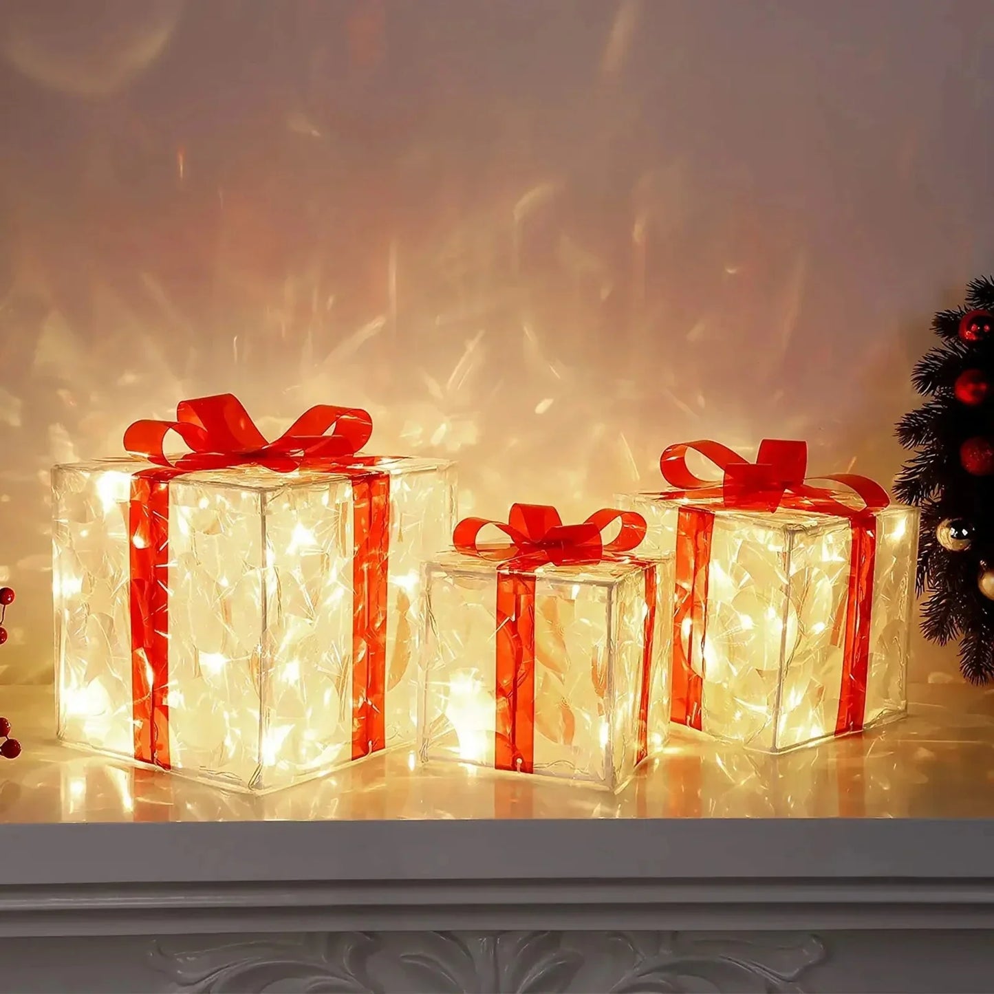 Christmas Glowing Gift Box Decoration Ornament