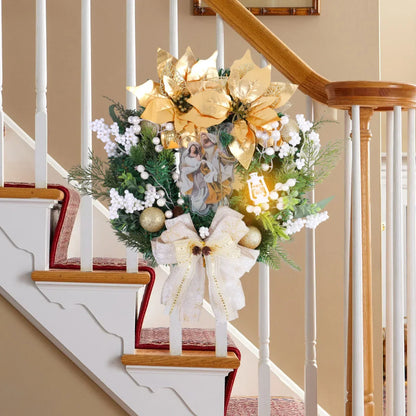 Christmas Jesus Wreath Golden Flower Garland Decoration