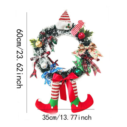Christmas Long Legged Hanging Garland Wreath with Bowknot