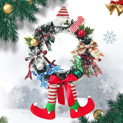Christmas Long Legged Hanging Garland Wreath with Bowknot