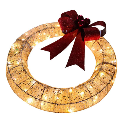 Christmas LED Wreath with Red Bow
