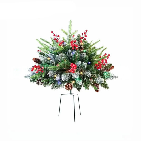 Christmas Planter Lighted Artificial Pine Trees with LED Lights