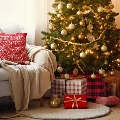 Christmas Red Lattice Tree Base Decoration