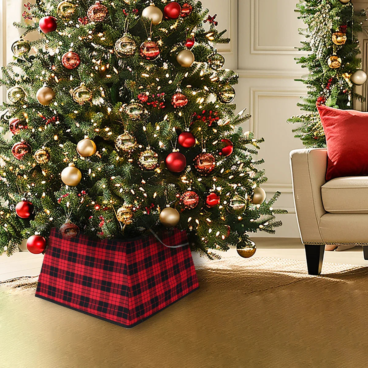 Christmas Red Lattice Tree Base Decoration