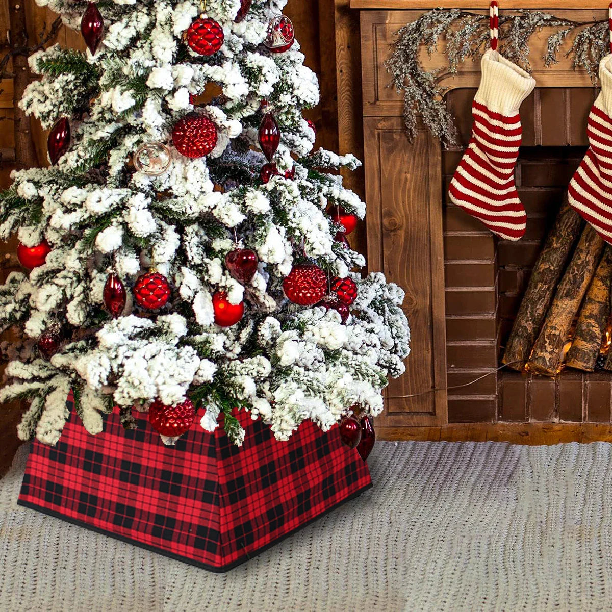 Christmas Red Lattice Tree Base Decoration