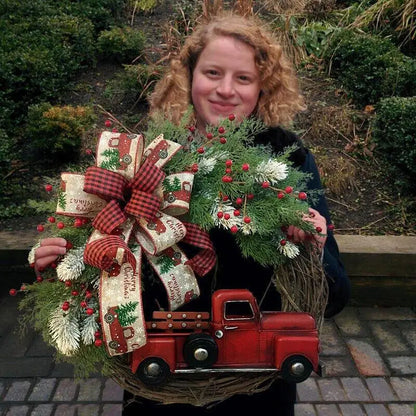 Christmas Red Truck Farmhouse Wreath