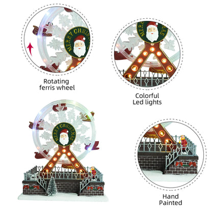Rotating Christmas Ferris Wheel with Glowing Lights and Music
