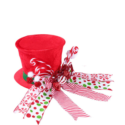 Christmas Tree Topper Hat with Bow Ribbon