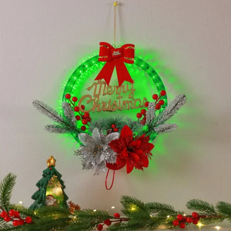 Christmas Wreath with LED Lights for Front Door