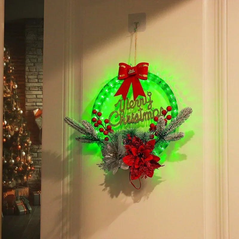 Christmas Wreath with LED Lights for Front Door