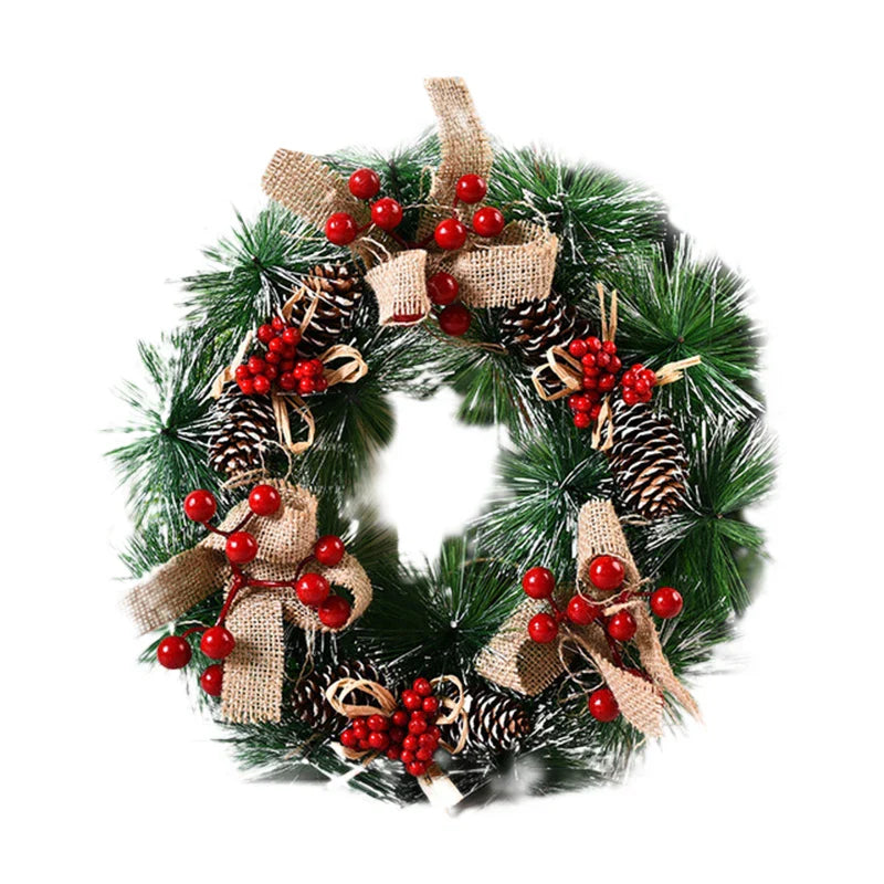 Christmas Wreath with Ribbon Beige Door Decoration