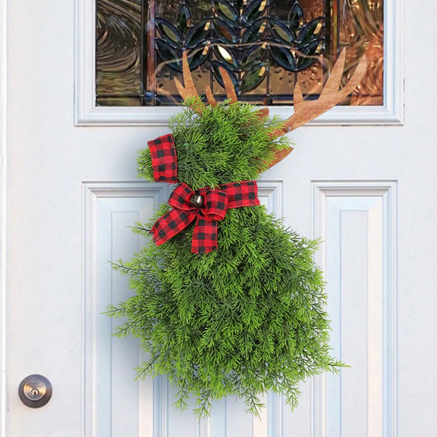 Christmas Reindeer Wreath Door Hanging Pine Spruce Decor