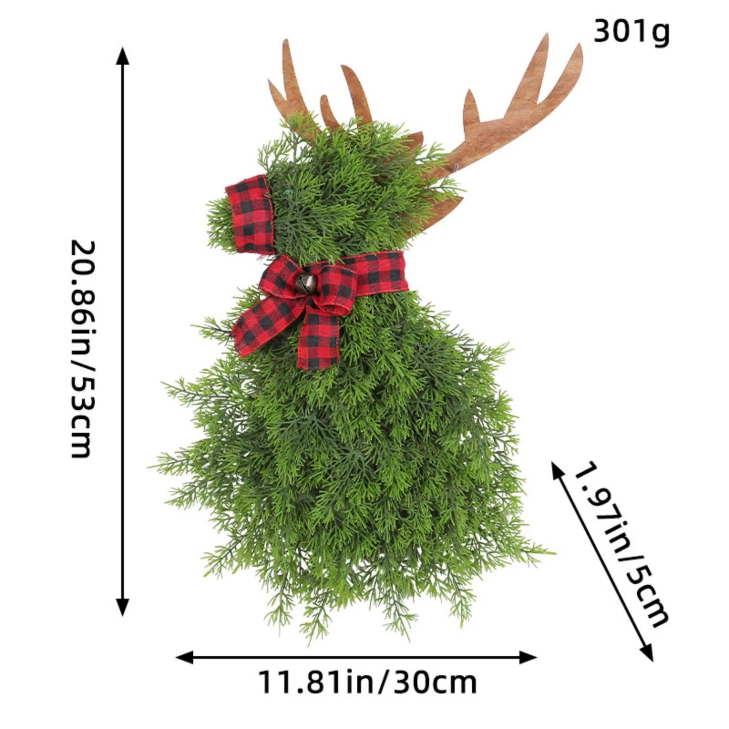 Christmas Reindeer Wreath Door Hanging Pine Spruce Decor