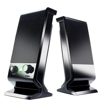 Compact USB Laptop Speakers with Volume Control (Black)