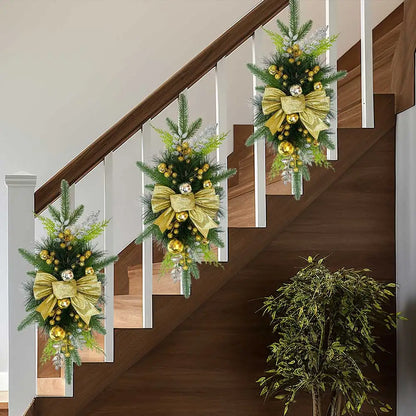 Cordless Christmas Stairway Swag Trim Wreath