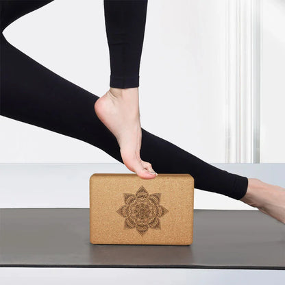 Cork Yoga Block Set Non-Slip High Density (Brown)