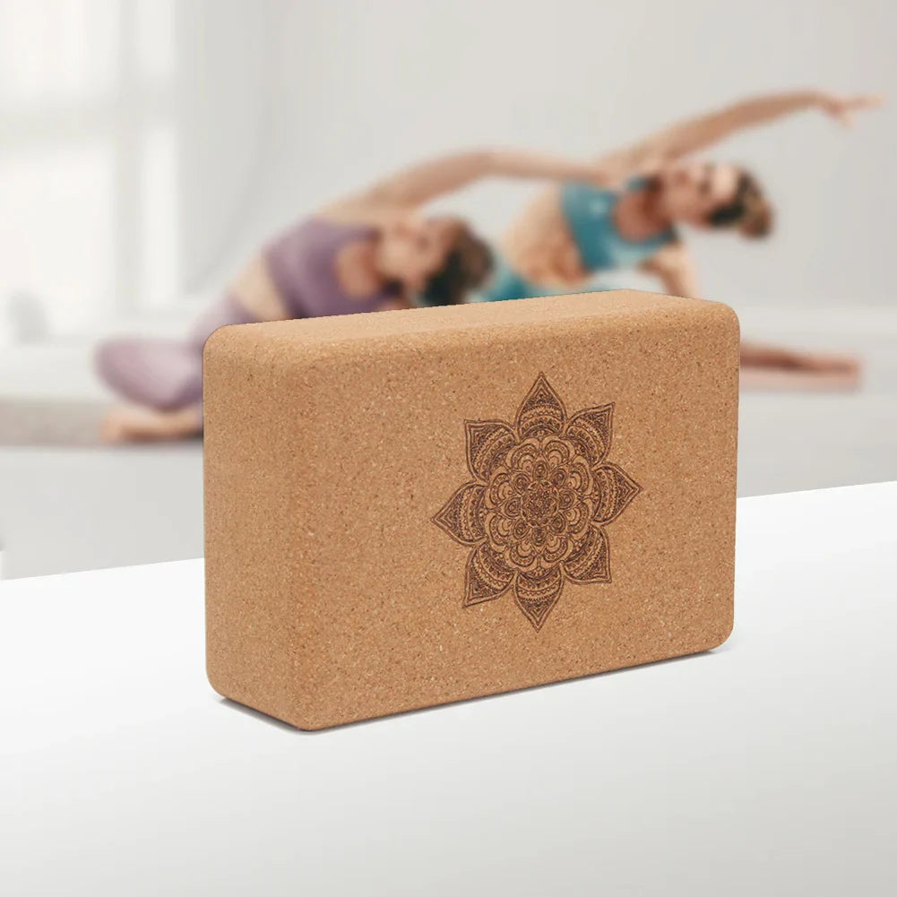 Cork Yoga Block Set Non-Slip High Density (Brown)