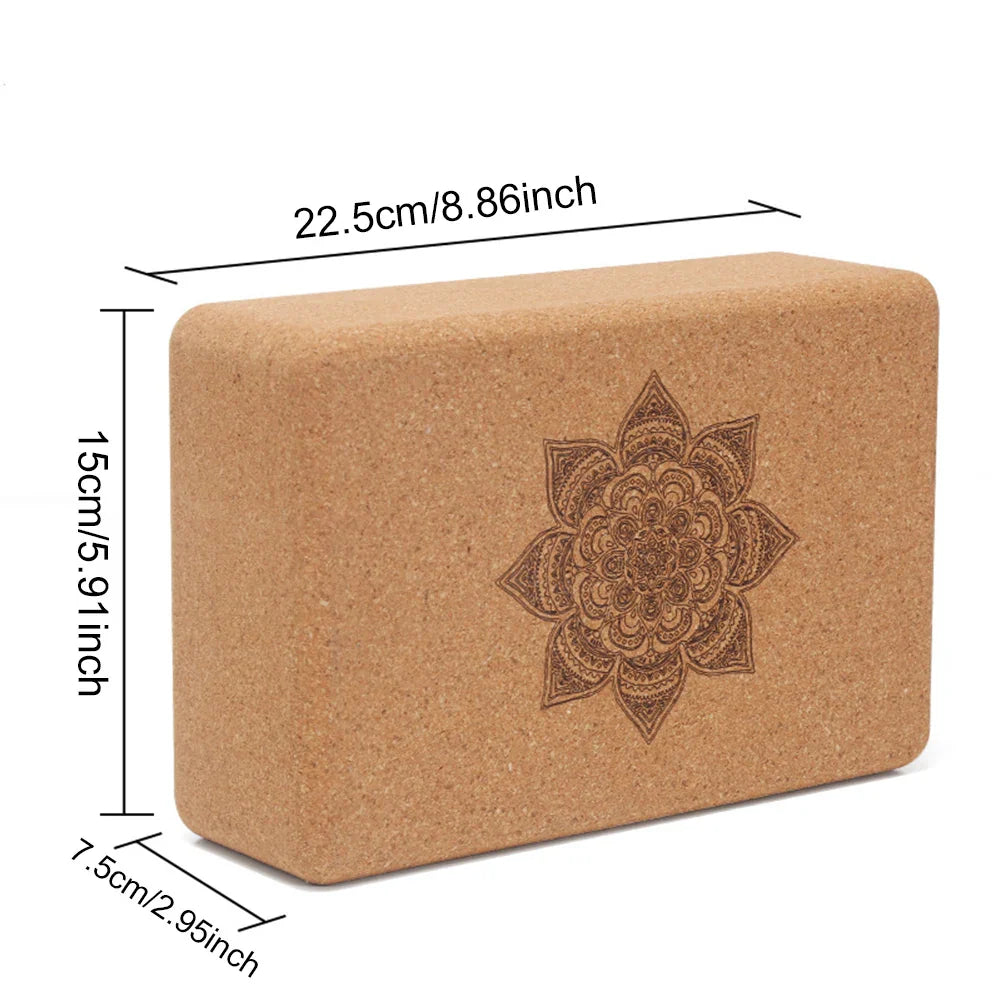 Cork Yoga Block Set Non-Slip High Density (Brown)