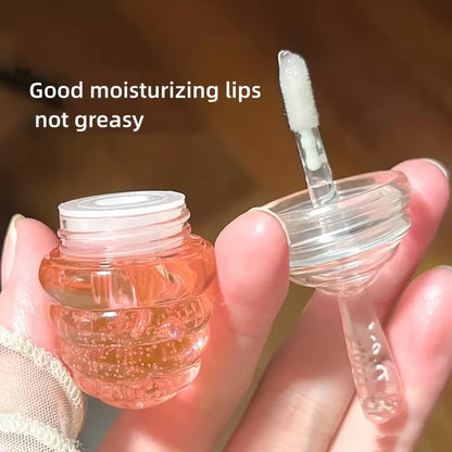 Natural Honey Moisturizing Lipstick, Honey/Peach Lip Balm Lip Gloss, Hydrating And Moisturizing, Long-lasting Lip Bigger, Fade The Lip Line, Prevention Dry And Crack