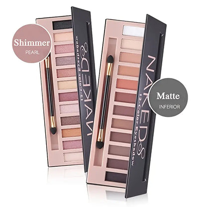 Glamour 12 Colors Nude Eyeshadow Palette, Professional, Matte and Shimmer Options