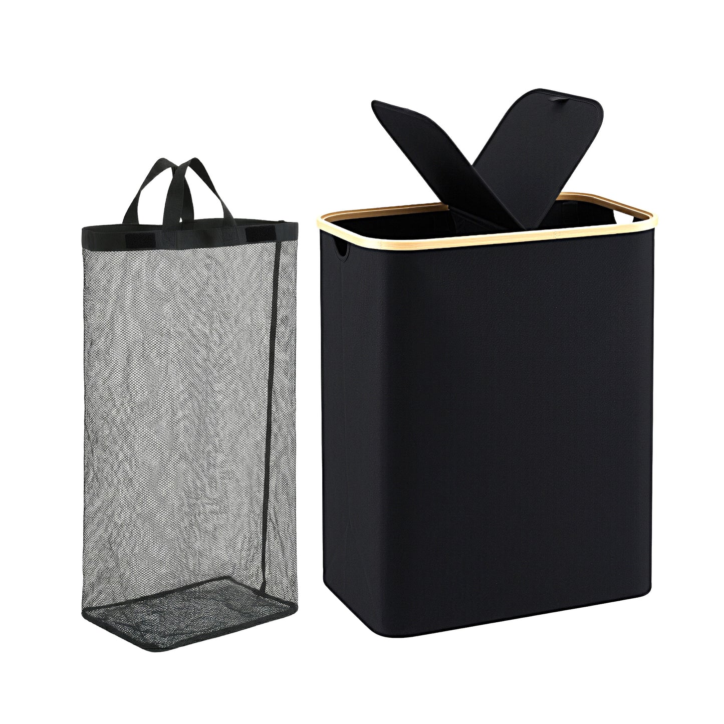 2-Section Foldable Laundry Basket with Removable Bags