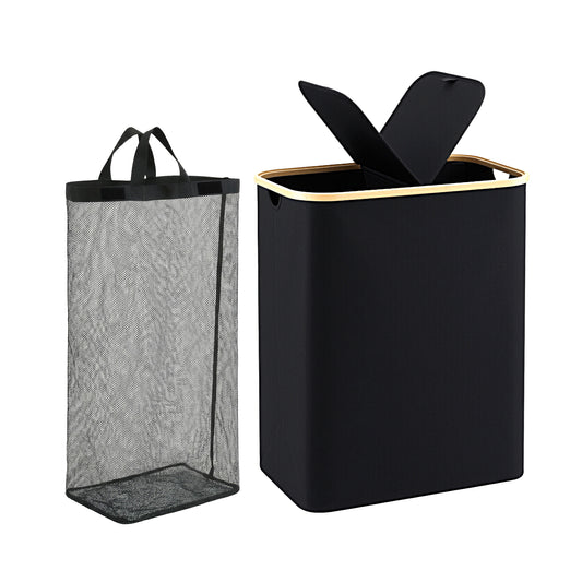 2-Section Foldable Laundry Basket with Removable Bags