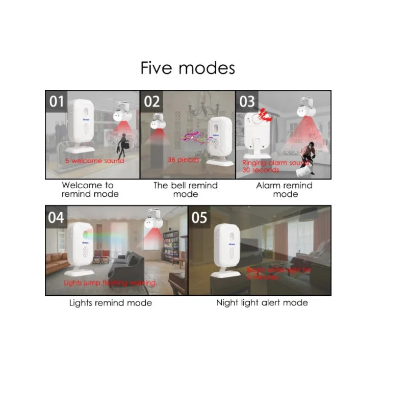 Wireless IR Motion Sensor Doorbell with 36 Ringtones