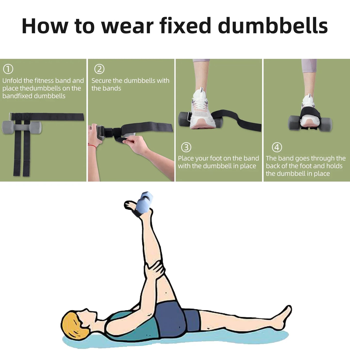 Dumbbell Foot Strap Ankle Weights Tibialis Trainer Black