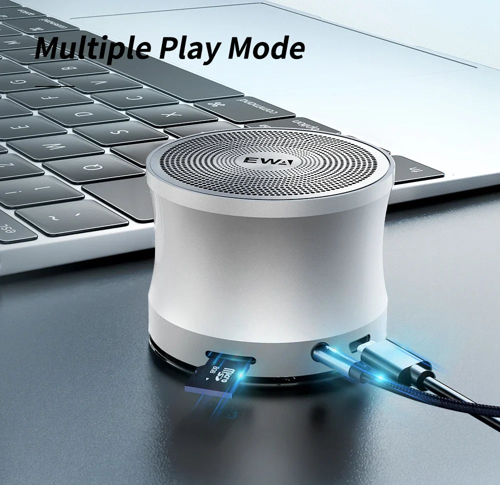 Portable Bluetooth Speaker Dual Bass Stereo Waterproof (Silver)