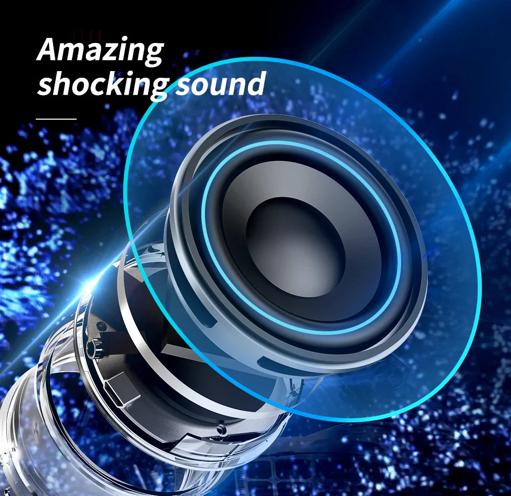 Portable Bluetooth Speaker Dual Bass Stereo Waterproof (Silver)