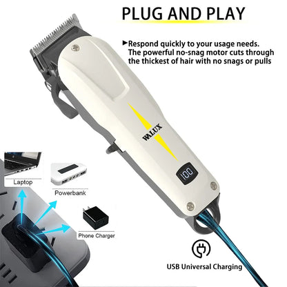 Economical Professional Hair Clipper USB Rechargeable White