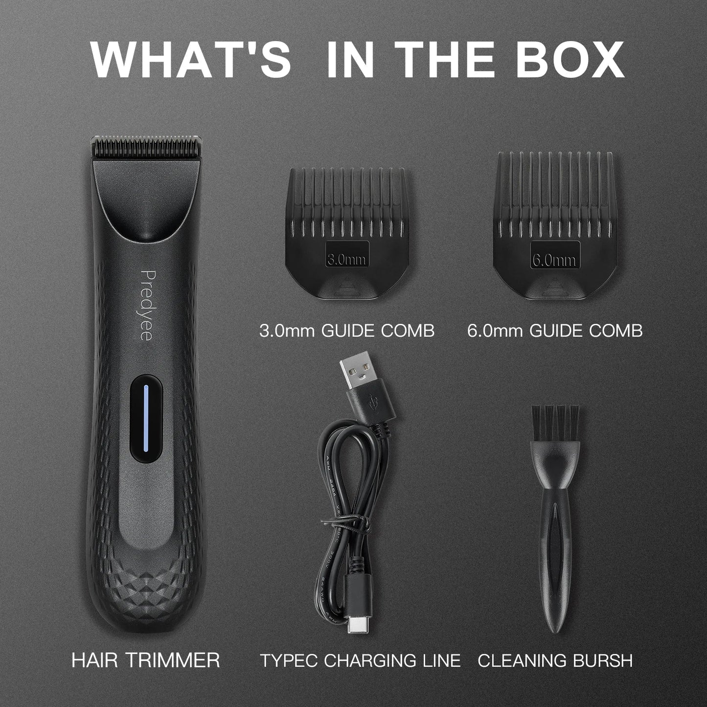 Electric Body & Hair Trimmer for Men Waterproof Groomer Black