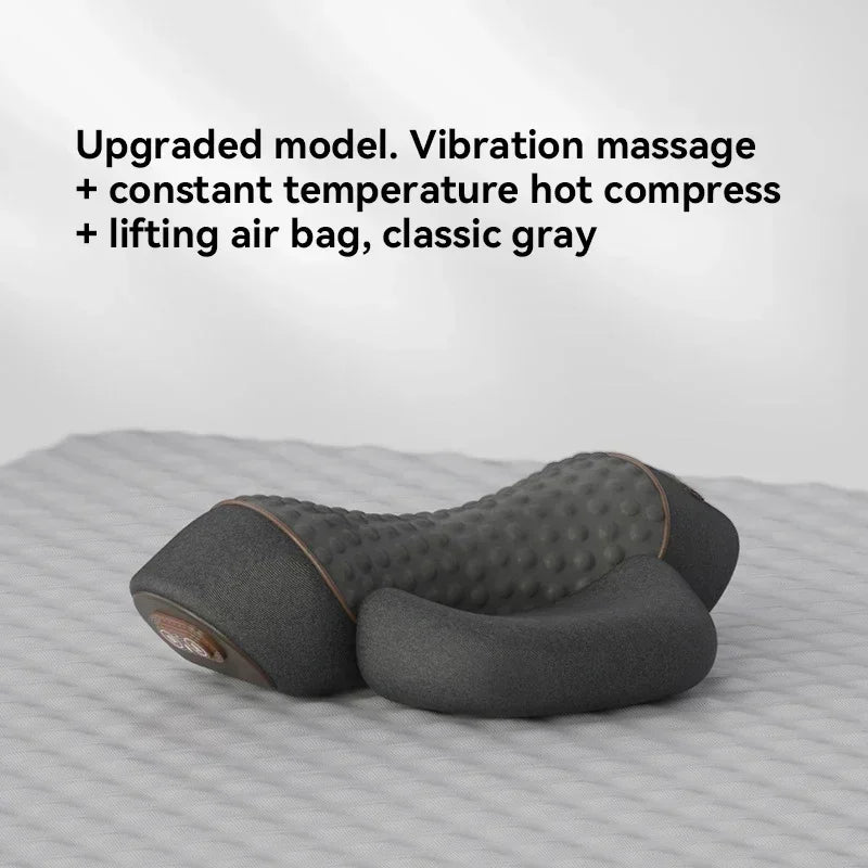 Electric Cervical Massage Pillow Heated Neck & Spine Support Grey
