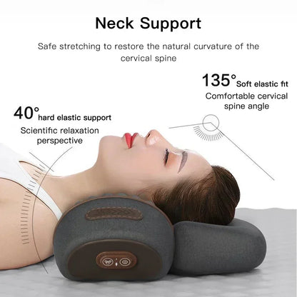 Electric Cervical Massage Pillow Heated Neck & Spine Support Grey