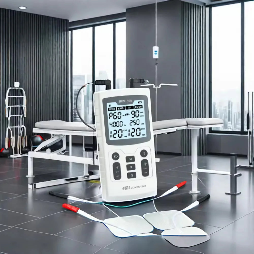 Electric Muscle Therapy Stimulator Interferential Physiotherapy Device White