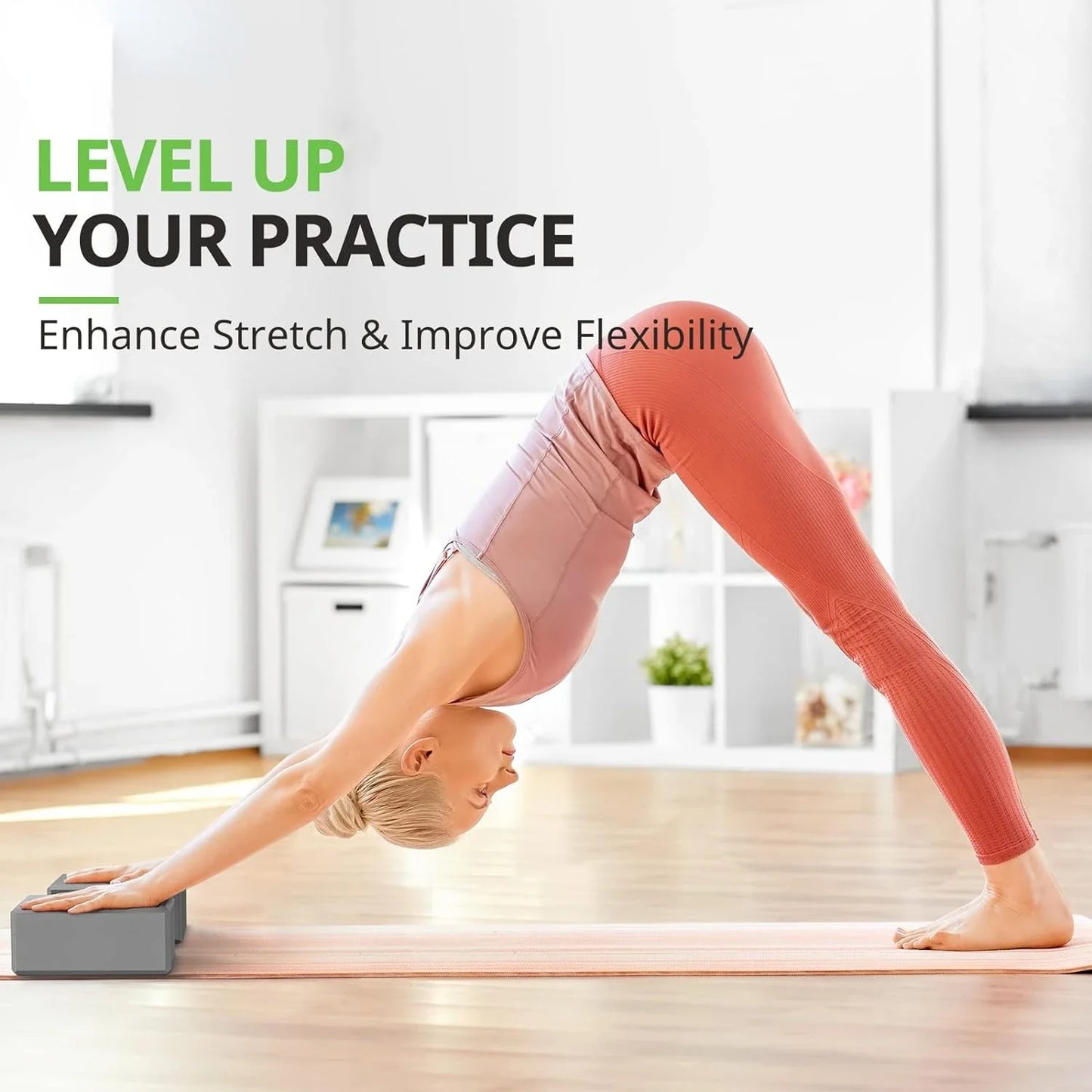 Set of 2 Premium Odor-Resistant Foam Yoga Blocks (Grey)