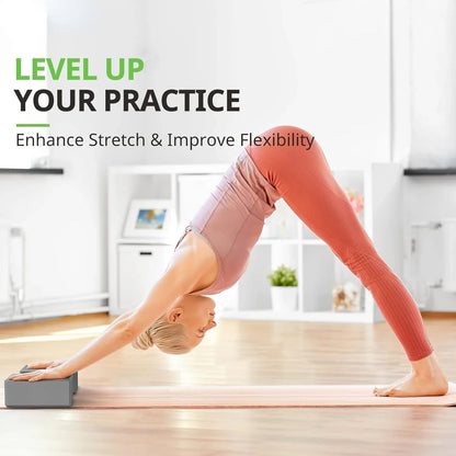Set of 2 Premium Odor-Resistant Foam Yoga Blocks (Grey)