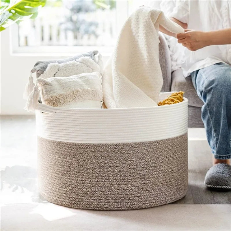Extra Large Woven Cotton Rope Storage Basket