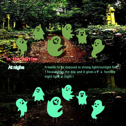 NNTM Illuminate Your Garden with 6 Luminous Ghost Yard Stakes! Elevate Your Halloween, Garden, and Outdoor Decor