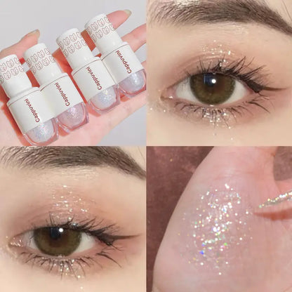 6 Color Liquid Eyeshadow with Highlight Sequins - Sparkling, Waterproof, and Long-Lasting Makeup