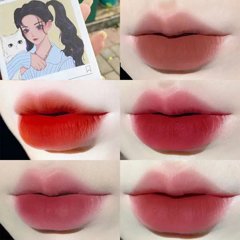 5-Piece Anime Matte Velvet Lip Glaze Set  Long-Lasting, Waterproof Light Mist Finish