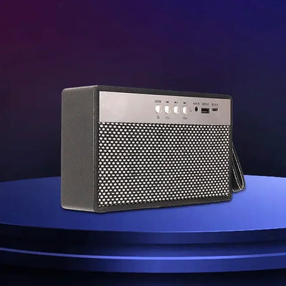 Portable Bluetooth Speaker with Retro Lychee Pattern (Black)