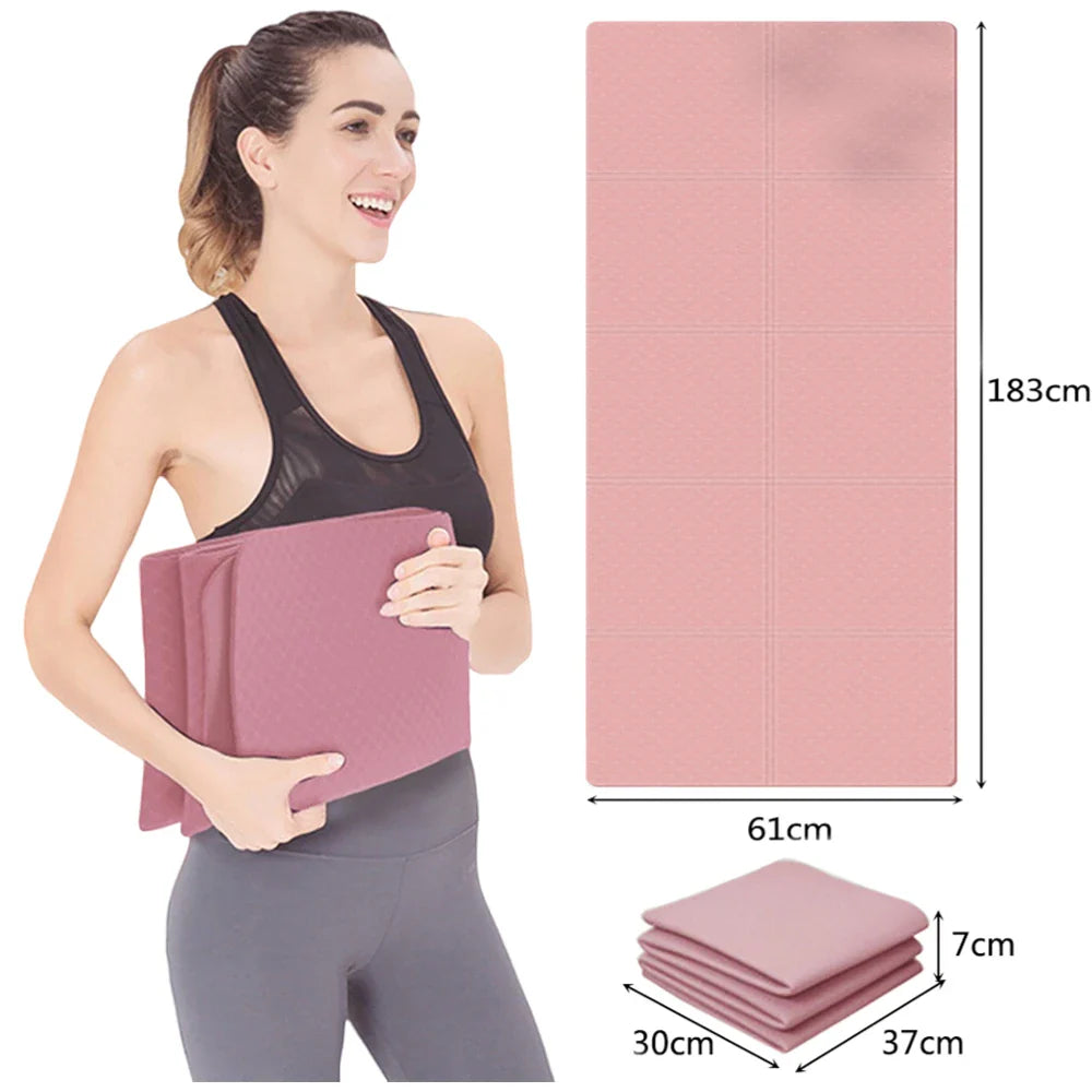 Foldable TPE Yoga Mat for Fitness & Pilates