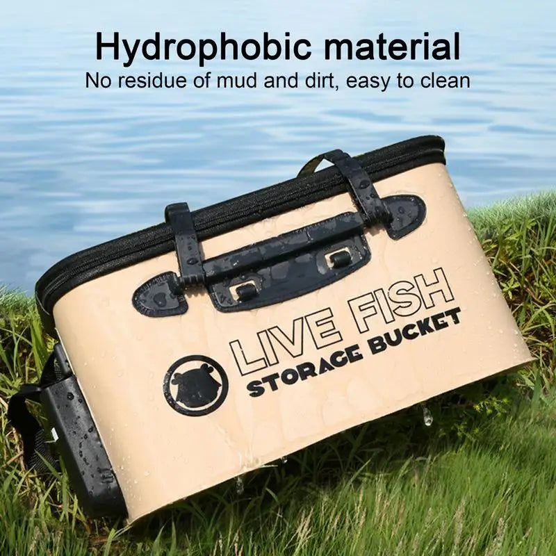 Folding Live Fish Bucket with Portable EVA Water Tank